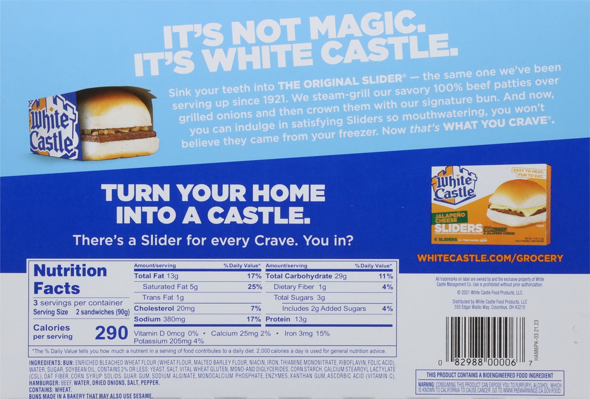 slide 8 of 9, White Castle Hamburgers, 6 ct