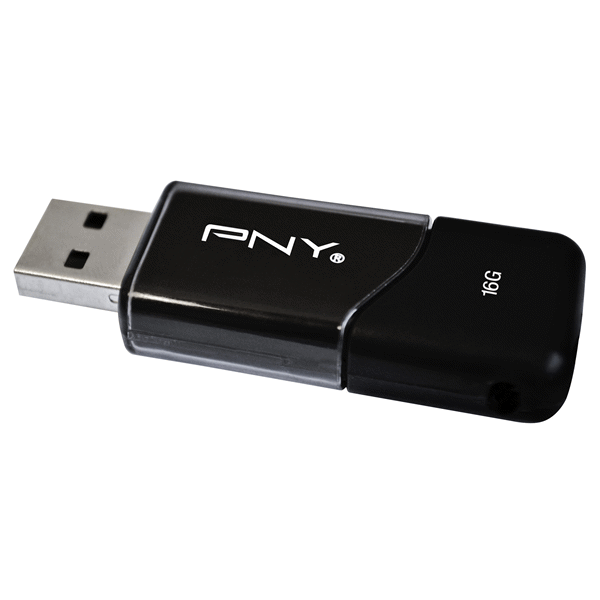 slide 1 of 1, PNY 16GB Attache USB 2.0 Flash Drive Black, 16 GB