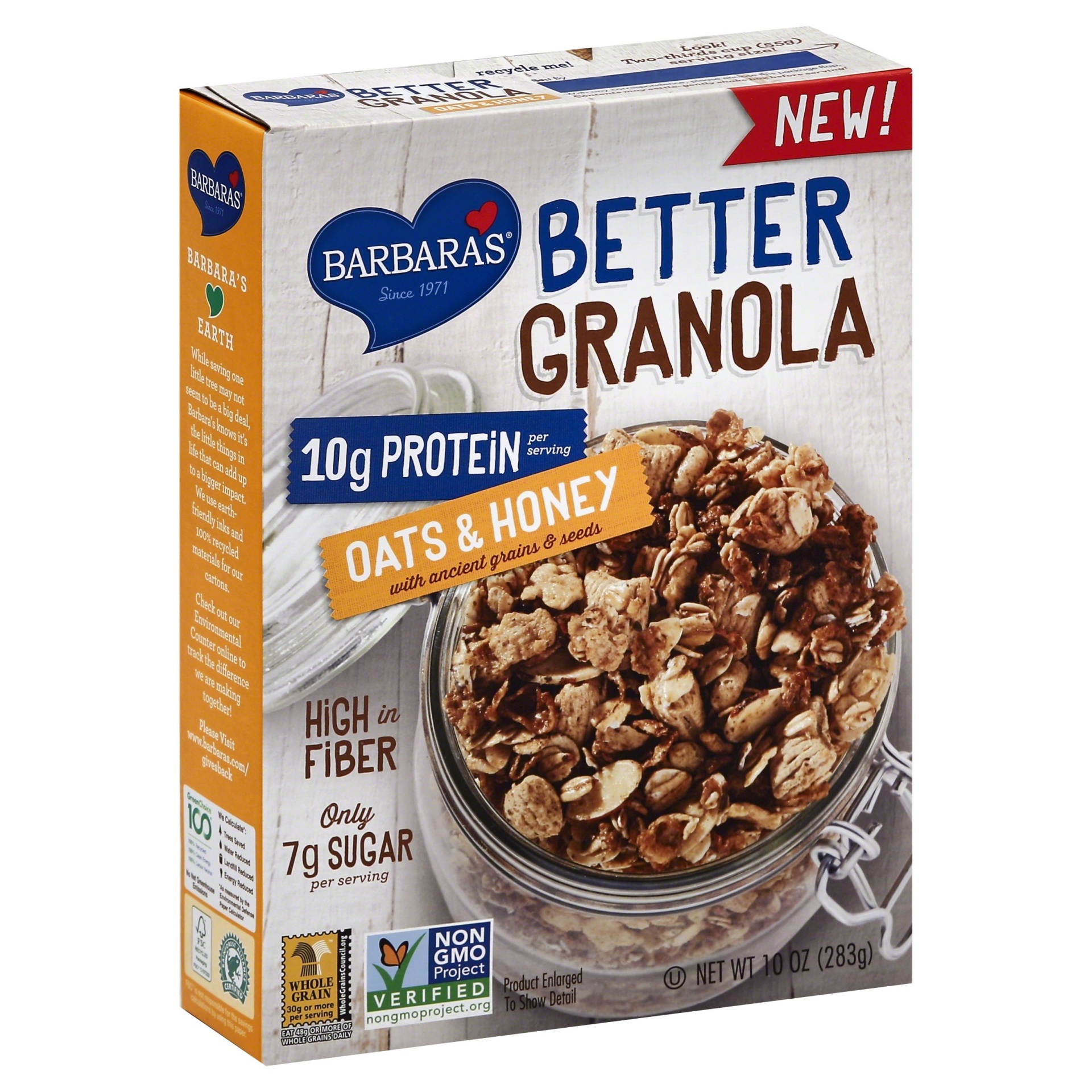 slide 1 of 8, Barbara's Oats & Honey Granola Cereal, 10 oz