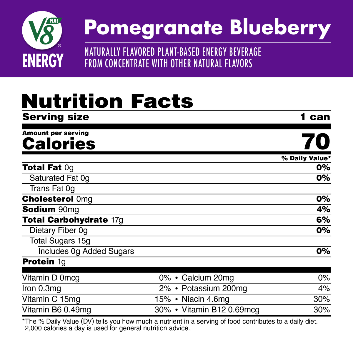 slide 7 of 29, V8 +Energy Pomegranate Blueberry Juice Energy Drink- 11.5 fl oz, 11.5 oz
