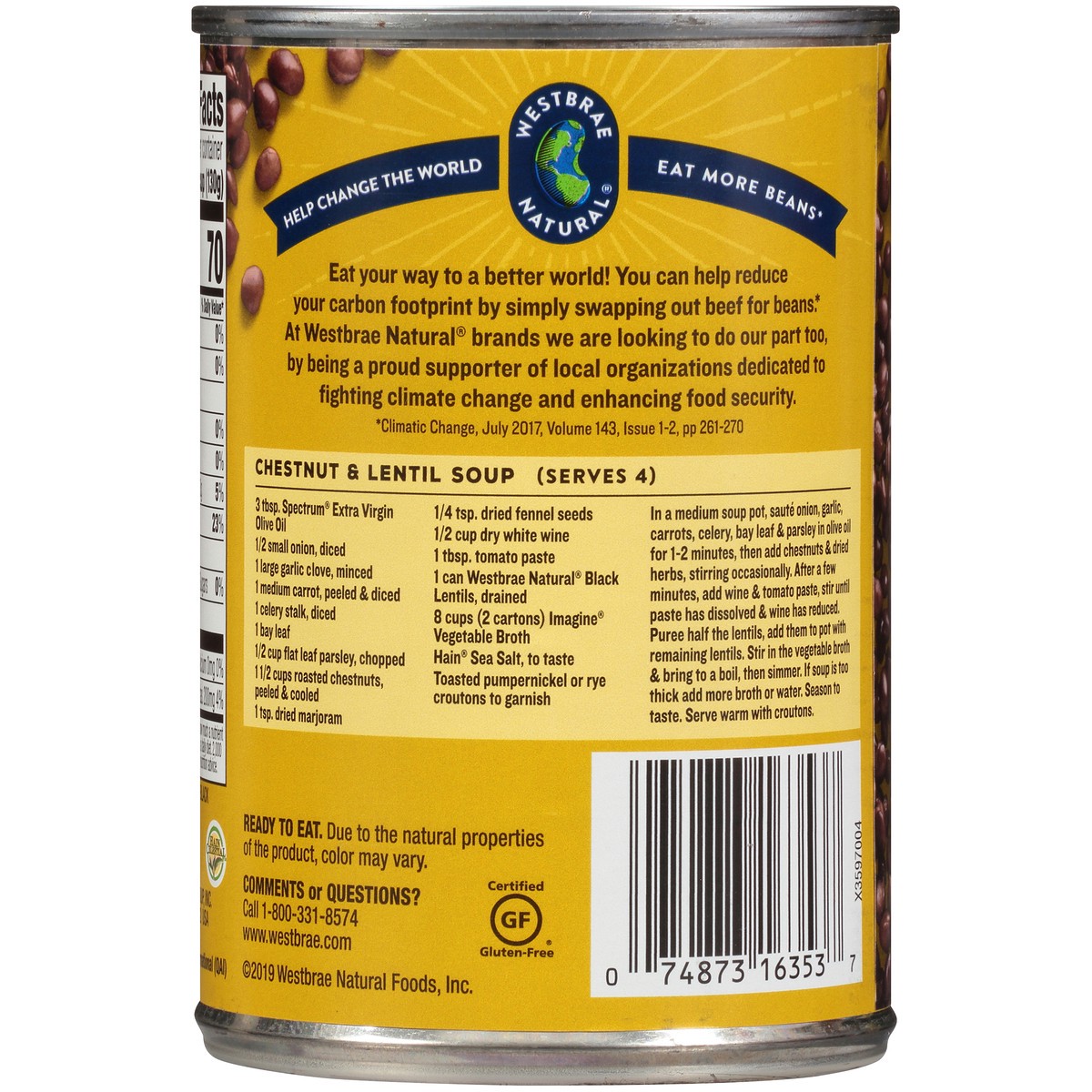 slide 7 of 9, Westbrae Natural Organic Black Lentils 15 oz. Can, 15 oz