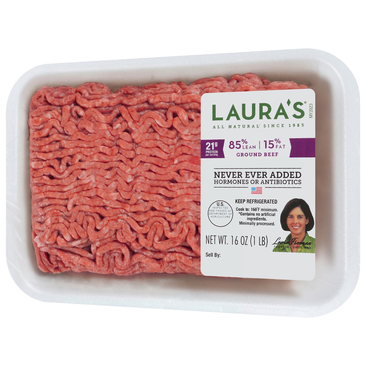 slide 13 of 13, Laura's Lean Beef 85% Lean 15% Fat Fine Ground Beef, 16 oz