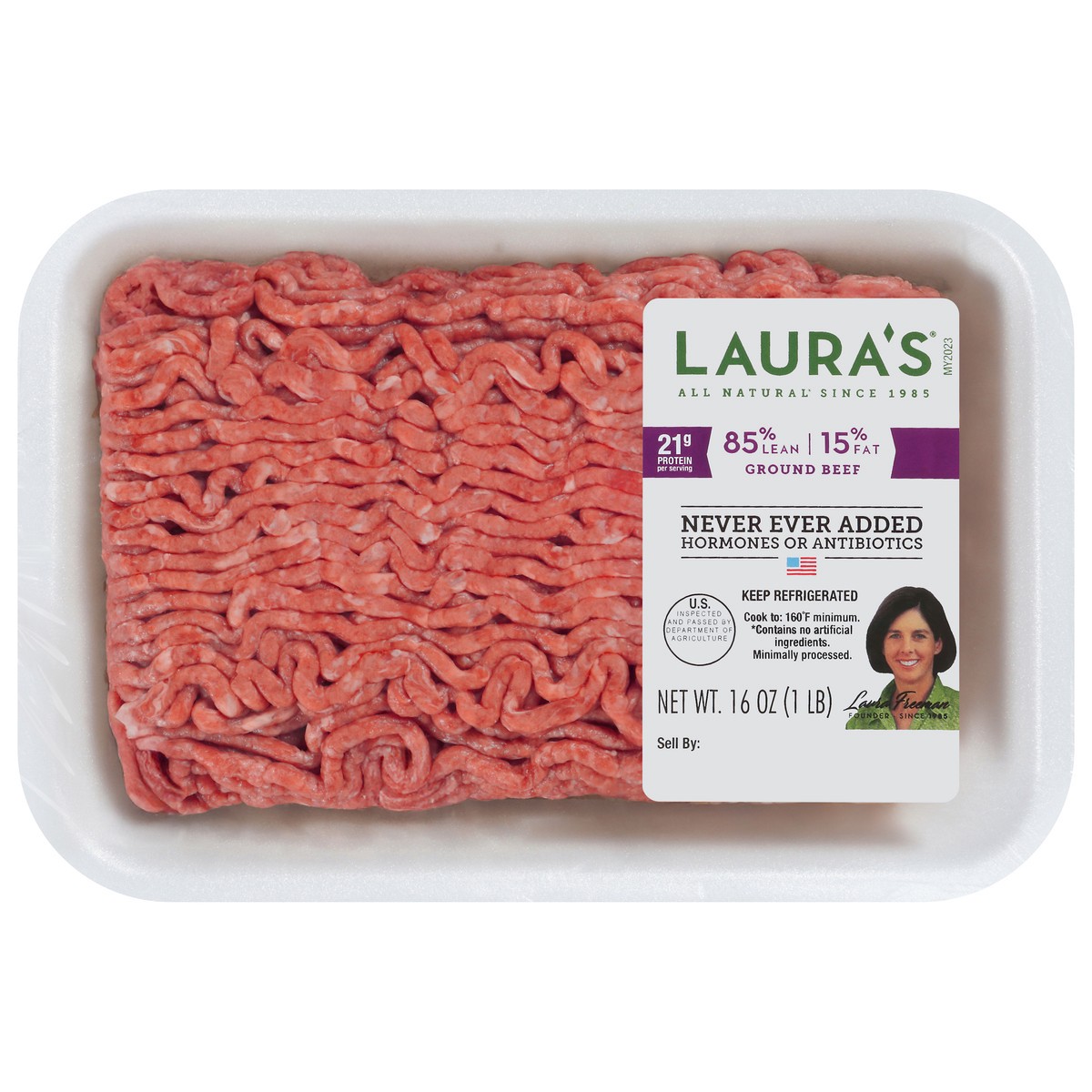 slide 1 of 13, Laura's Lean Beef 85% Lean 15% Fat Fine Ground Beef, 16 oz