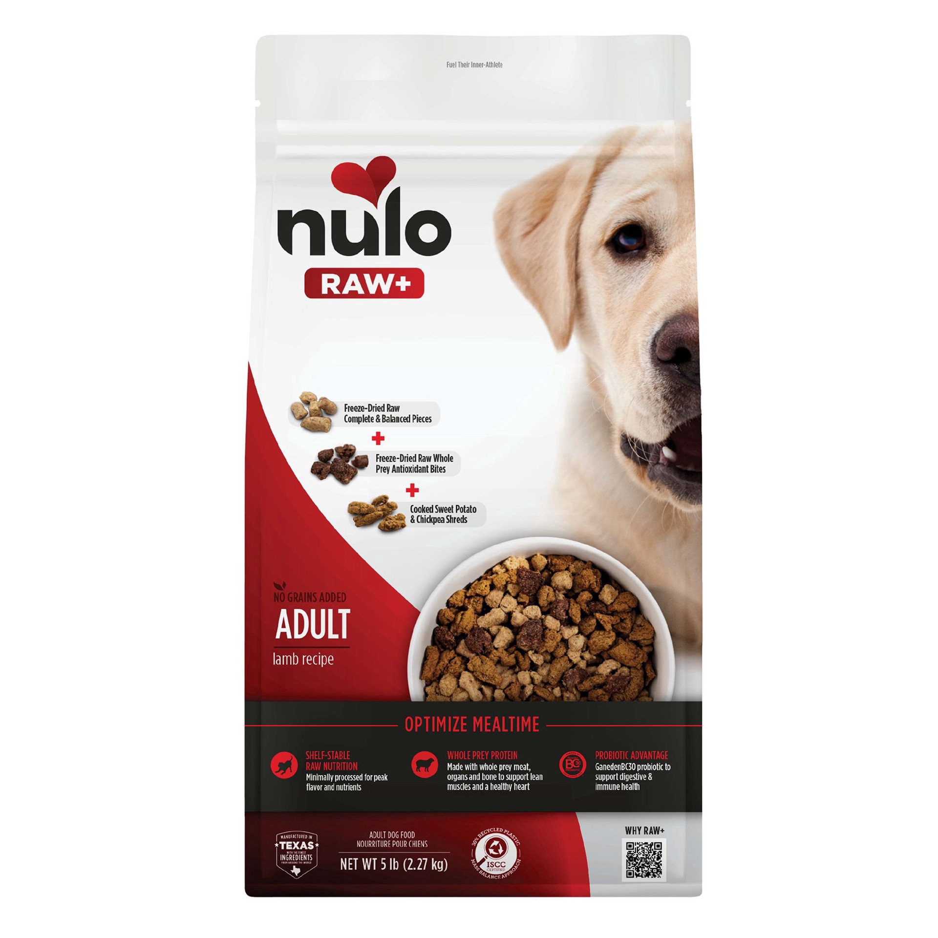 slide 1 of 1, Nulo Raw+ Adult Dog Food - Freeze Dried, Grain Free, Lamb Recipe, 5 lb