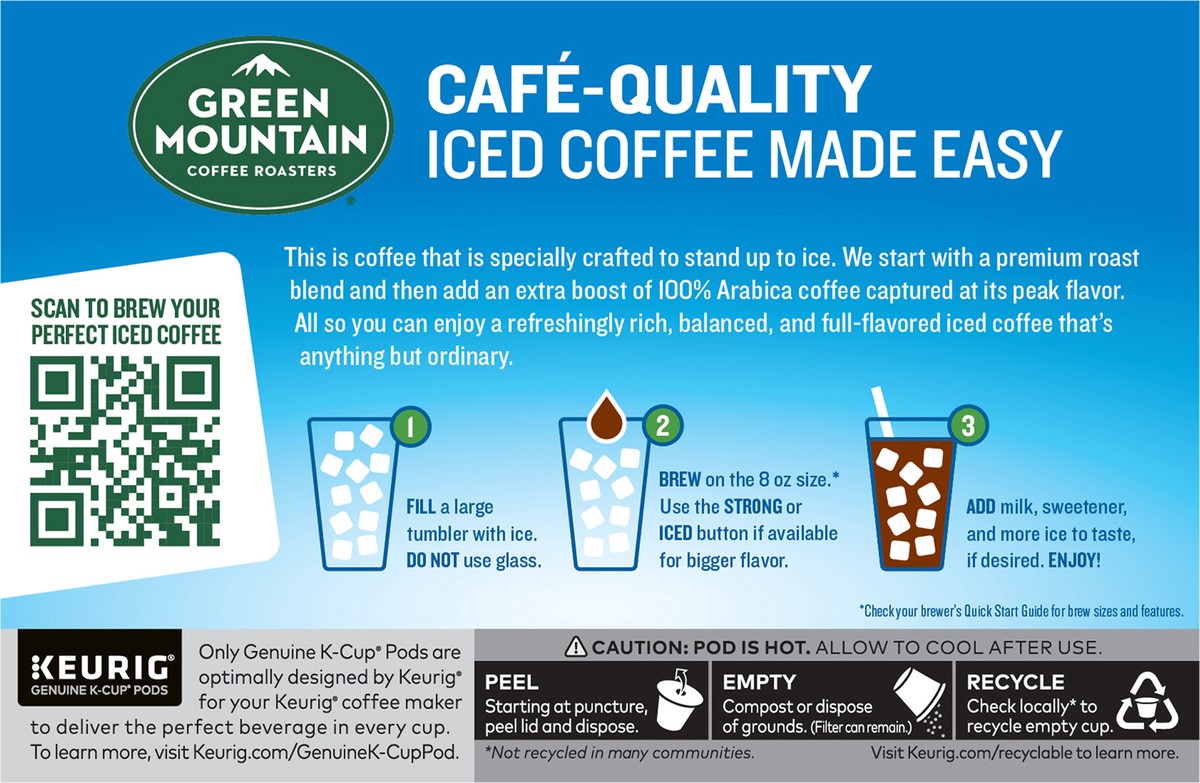slide 2 of 9, Green Mountain Coffee Roasters ICED Classic Black, Single Serve Keurig K-Cup Pods, Medium Roast Iced Coffee- 10 ct, 10 ct