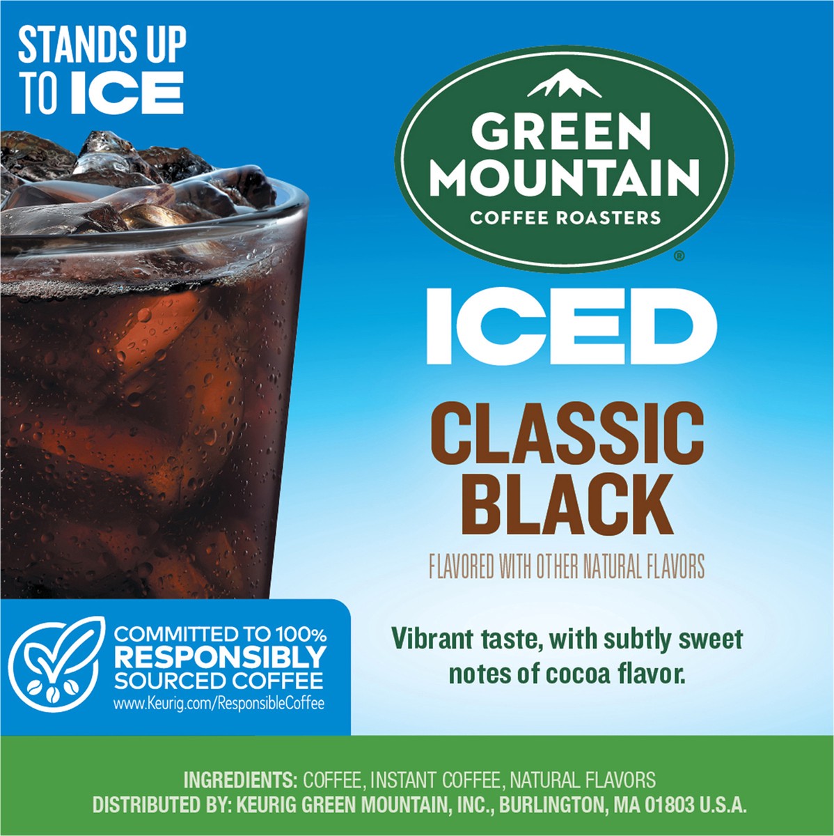 slide 6 of 9, Green Mountain Coffee Roasters ICED Classic Black, Single Serve Keurig K-Cup Pods, Medium Roast Iced Coffee- 10 ct, 10 ct