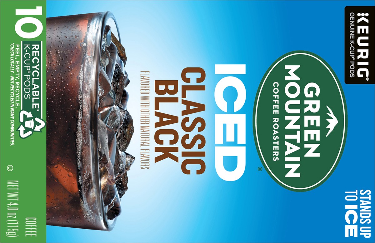 slide 8 of 9, Green Mountain Coffee Roasters ICED Classic Black, Single Serve Keurig K-Cup Pods, Medium Roast Iced Coffee- 10 ct, 10 ct