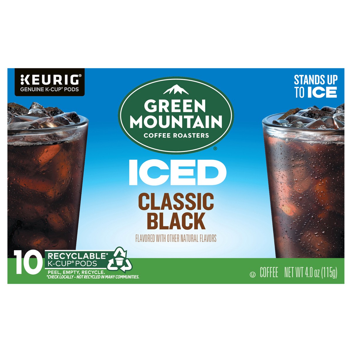 slide 1 of 9, Green Mountain Coffee Roasters ICED Classic Black, Single Serve Keurig K-Cup Pods, Medium Roast Iced Coffee- 10 ct, 10 ct