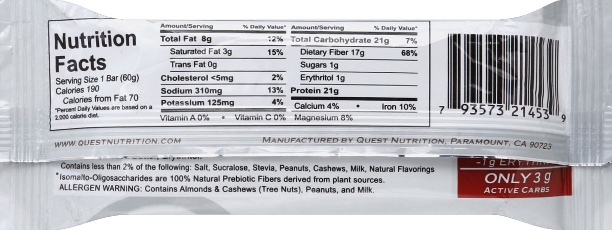 slide 6 of 6, Quest Chocolate Chip Cookie Dough Protein Bar, 2.12 oz