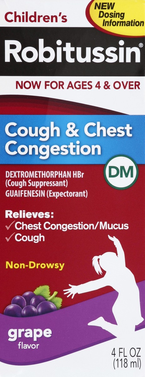 slide 3 of 4, Robitussin Children's Cough & Chest Congestion DM Grape Flavor, 4 fl oz