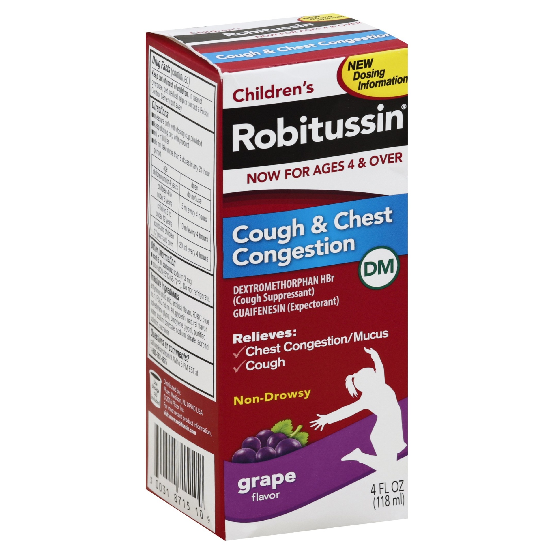 slide 1 of 4, Robitussin Children's Cough & Chest Congestion DM Grape Flavor, 4 fl oz