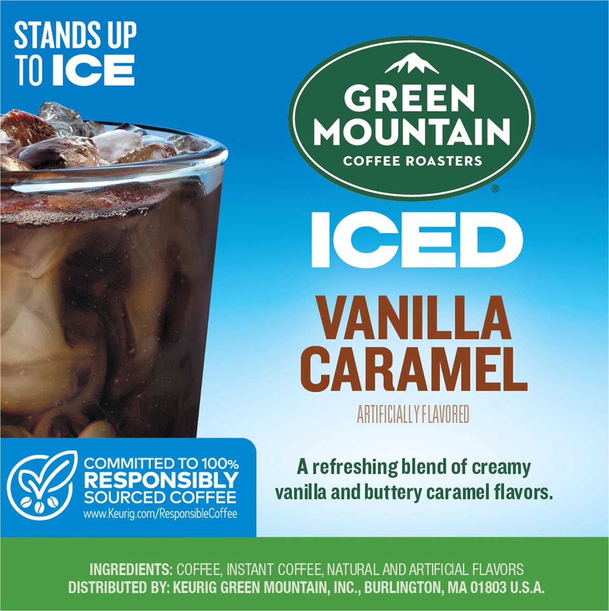 slide 10 of 10, Green Mountain Coffee Roasters ICED Vanilla Caramel, Single Serve Keurig K-Cup Pods, Flavored Iced Coffee- 4 oz, 10 ct