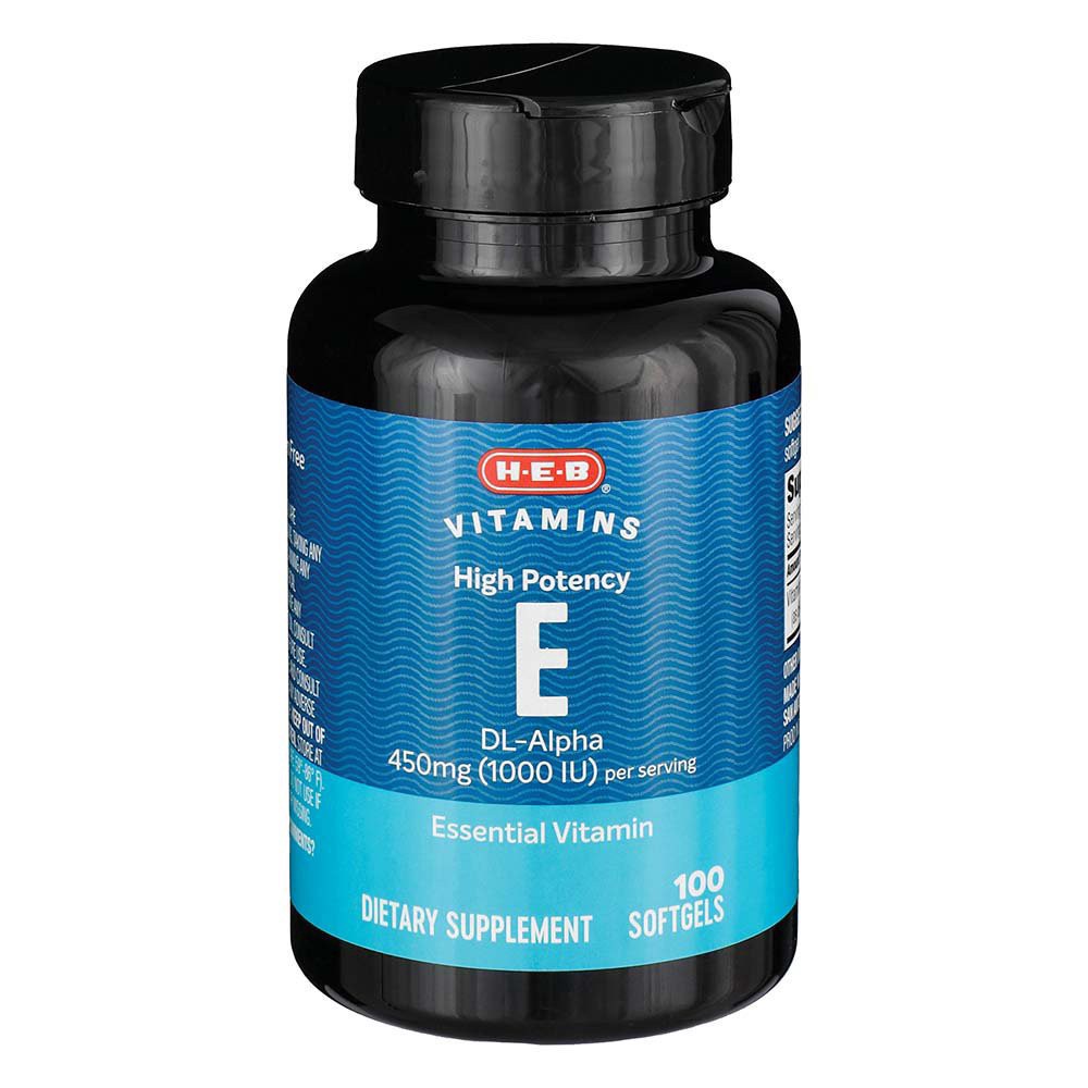 slide 1 of 1, H-E-B Vitamin E 1000 IU Soft Gels, 100 ct