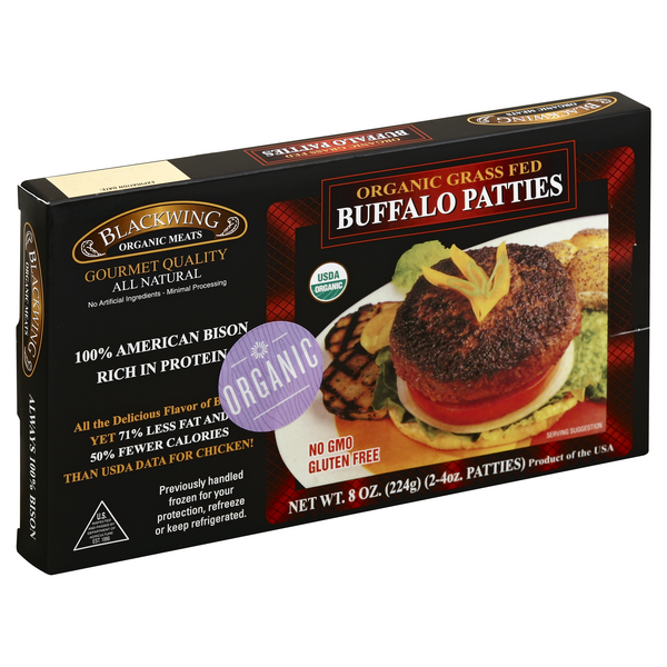 slide 1 of 1, Blackwing Organic Buffalo Patties, 8 oz