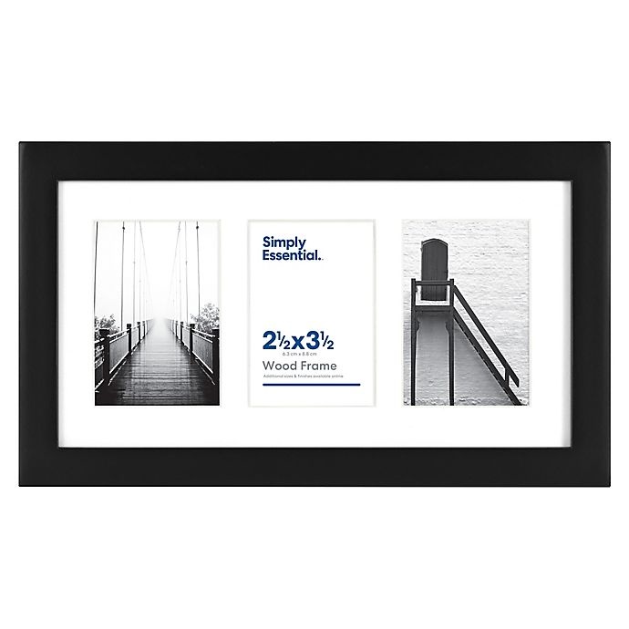 slide 1 of 2, Simply Essential Gallery 3-Photo Matted Wood Picture Frame - Black, 2 in x 3 in