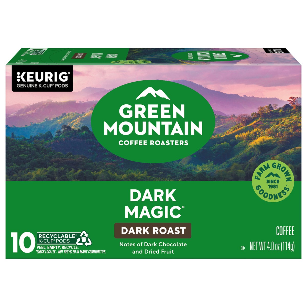 slide 1 of 10, Green Mountain Coffee Roasters Dark Magic Keurig Single-Serve K-Cup Pods, Dark Roast Coffee, 10 Count, 10 ct