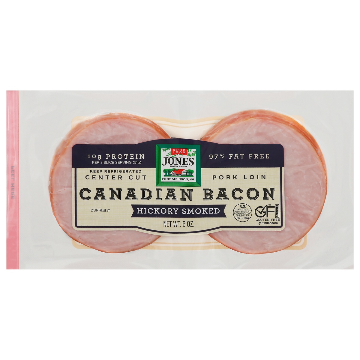 slide 1 of 6, Jones Canadian Bacon, 6 oz