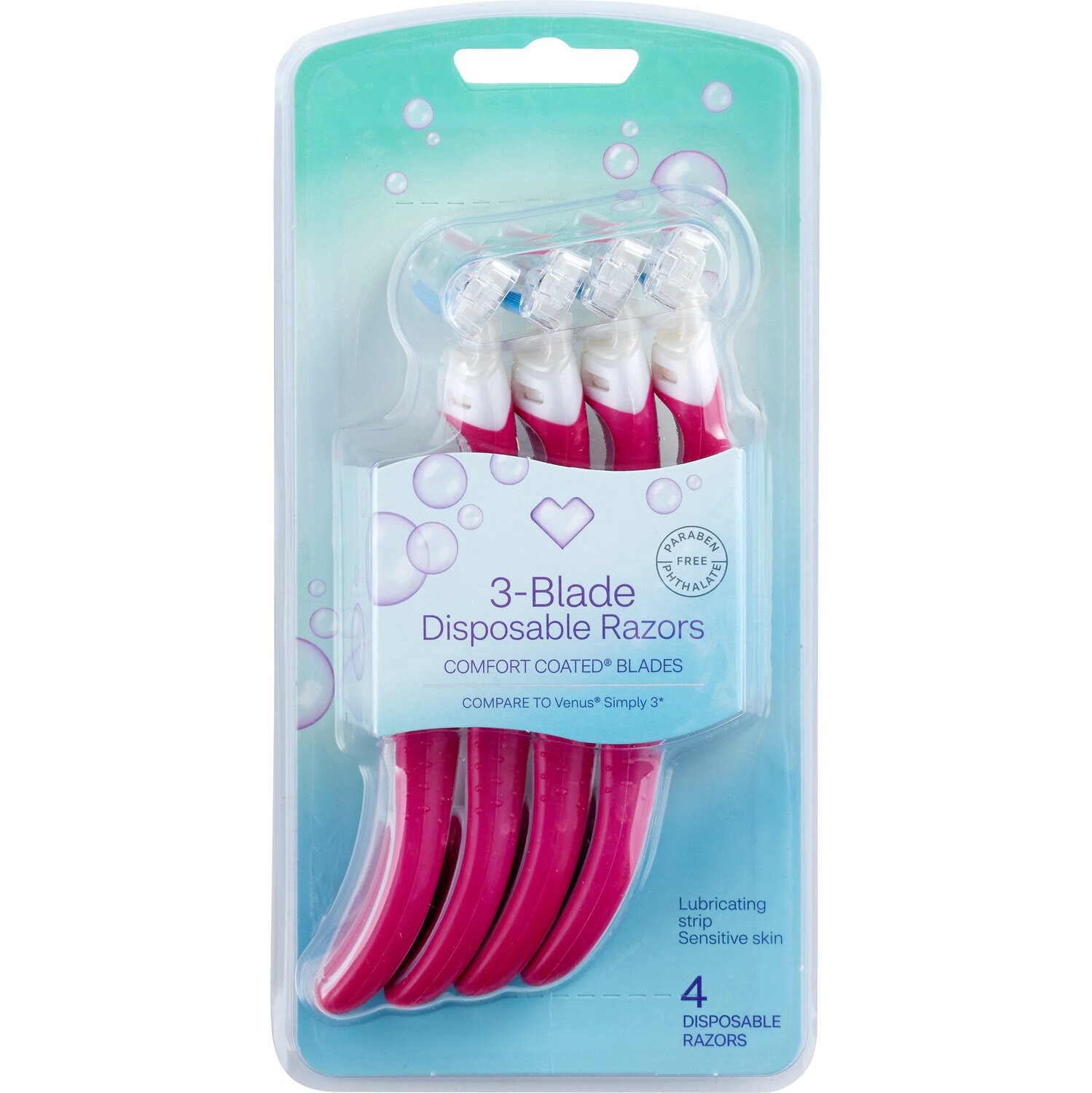 slide 1 of 1, CVS Beauty Women's 3 Blade Disposable Razors For Sensitive Skin, 4 Ct, 1 ct
