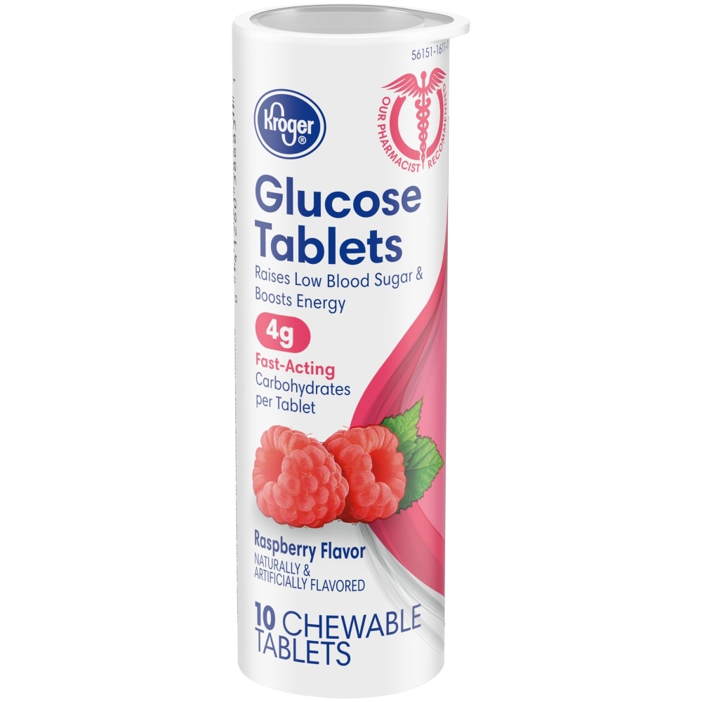 slide 1 of 1, Kroger Raspberry Flavor Glucose Chewable Tablets, 10 ct