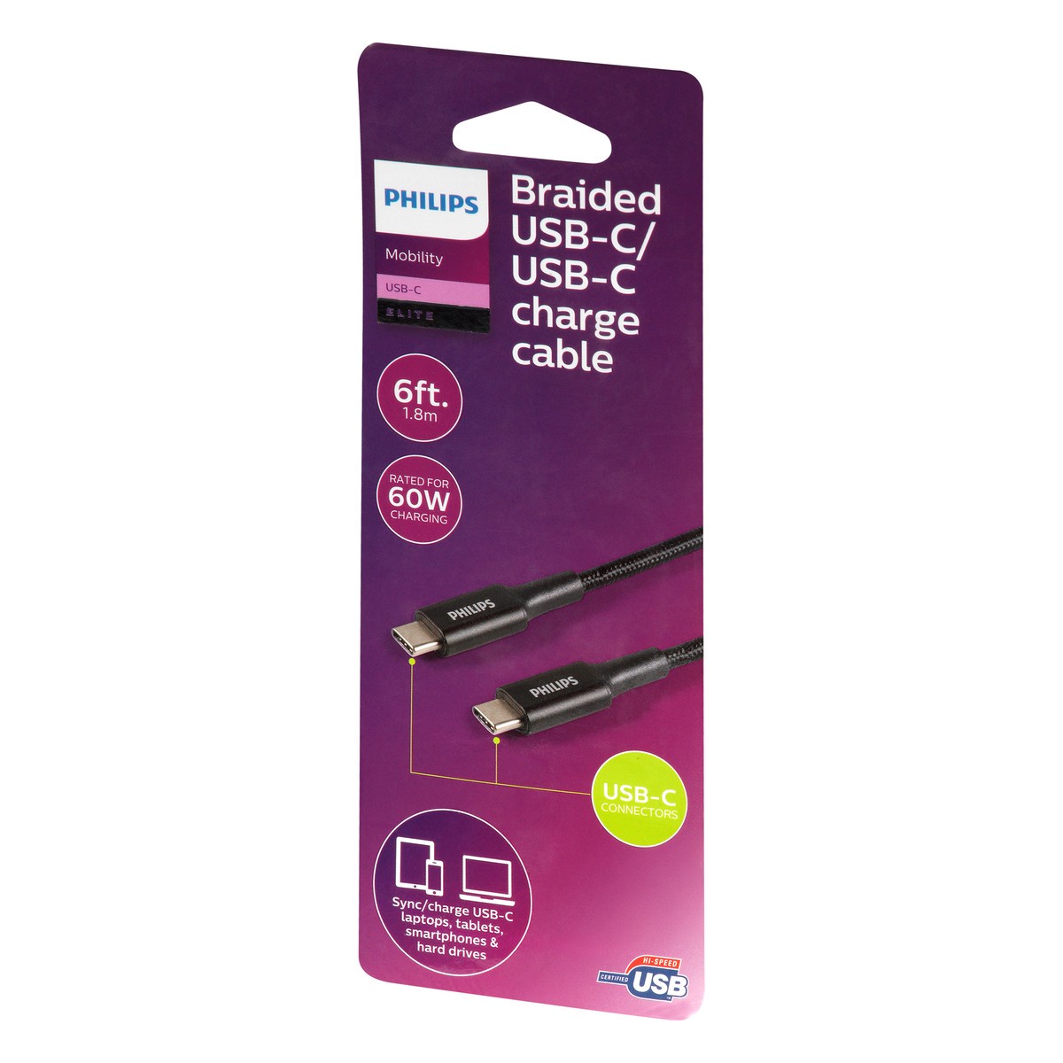 slide 8 of 10, Philips Elite Usb-C To Usb-C Cable, 1 ct