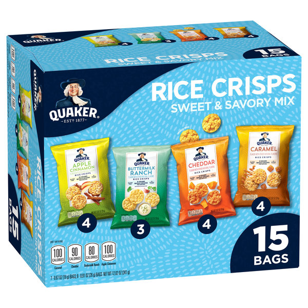 slide 1 of 1, Quaker Rice Crisps Sweet & Savory Mix Variety 12.02 Oz 15 Count, 15 ct