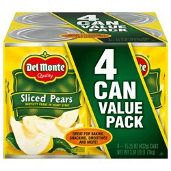 Del Monte Sliced Pears in Heavy Syrup, 15.25 oz Can (Pack of 4)