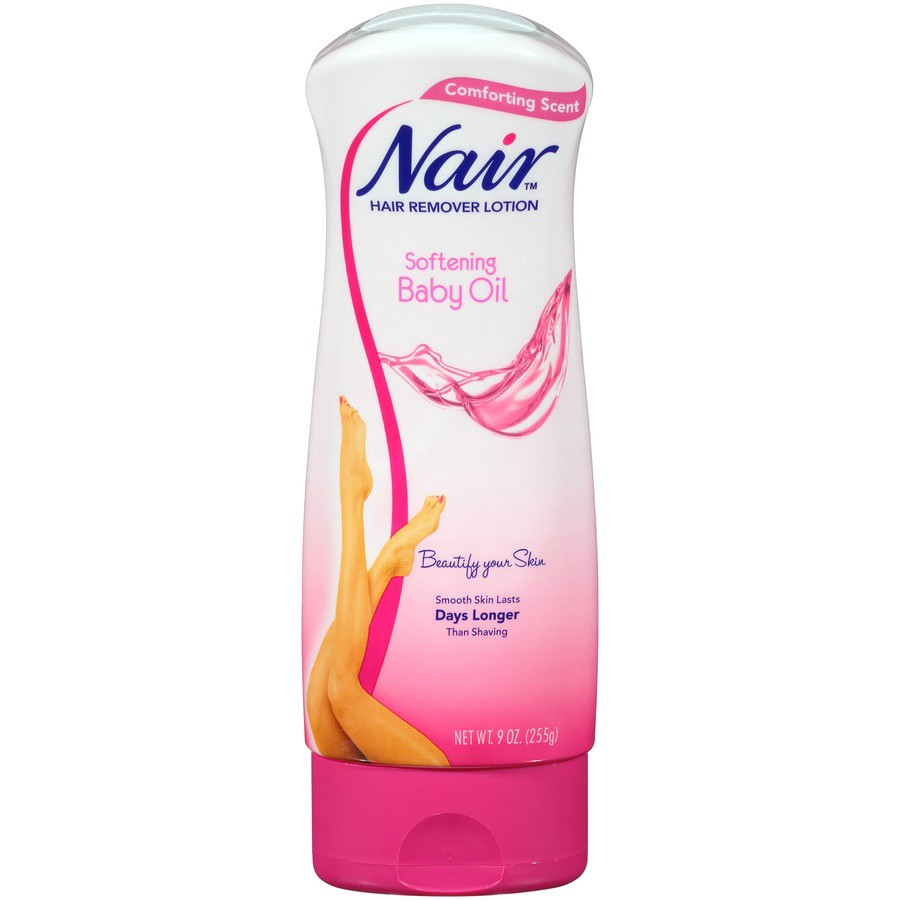 slide 1 of 7, Nair Softening Baby Oil Comforting Scent Hair Remover Lotion 9 oz, 9 oz