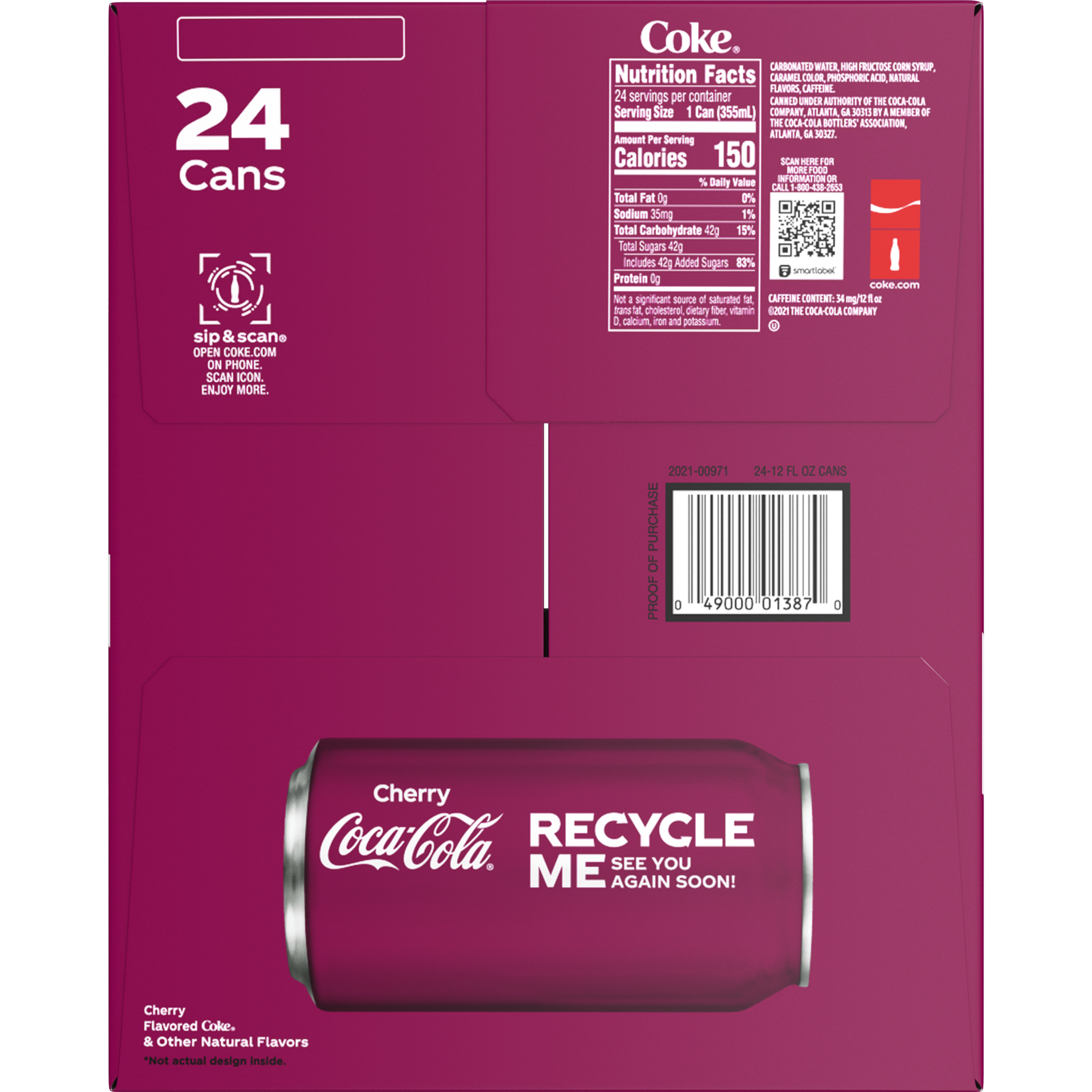 slide 4 of 5, Coca-Cola Cherry Cans, 12 fl oz, 24 Pack, 24 ct