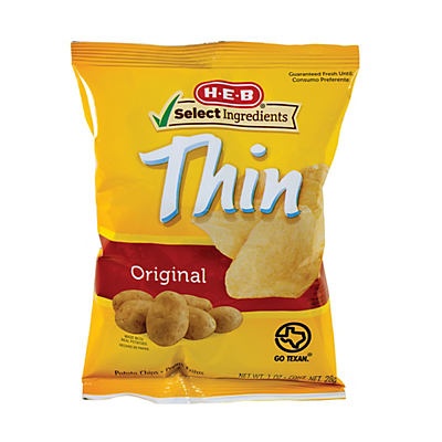 slide 1 of 1, H-E-B Select Ingredients Thin Potato Chips, 1 oz