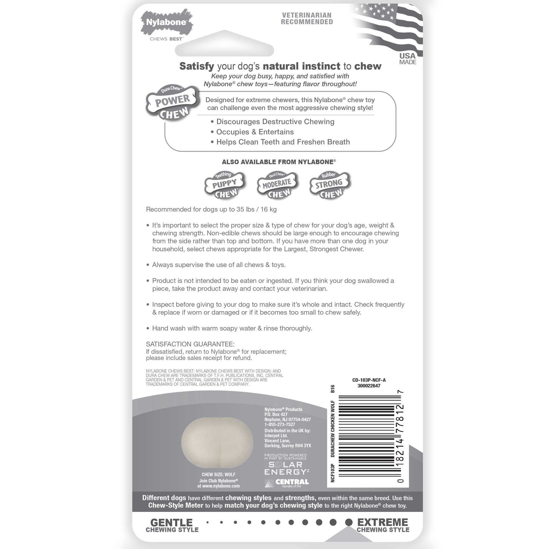 slide 10 of 10, Nylabone Power Chew Dog Toy Chicken Medium/Wolf - Up to 35 lbs.(1 Count), 1 ct