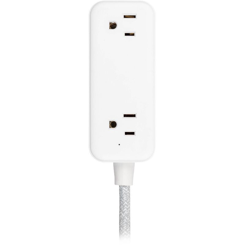 slide 8 of 8, General Electric 2-Outlet Extension Cord 2 USB-A 1 USB-C 12W 6' 16AWG Braided White/Gray, 1 ct