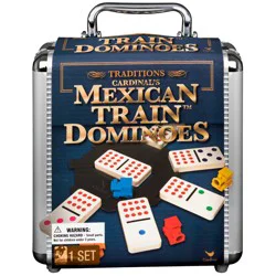 Spin Master Mexican Train Dominoes Game in Aluminum Carry Case, for Adults, Families and Kids Ages 8 and up