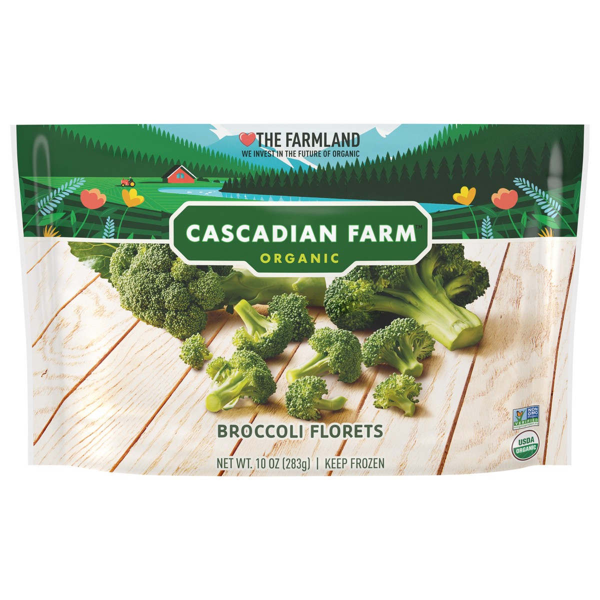 slide 1 of 9, Cascadian Farm Organic Broccoli Florets, 10 oz