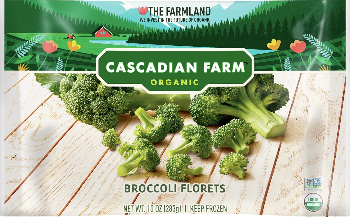 slide 5 of 9, Cascadian Farm Organic Broccoli Florets, 10 oz