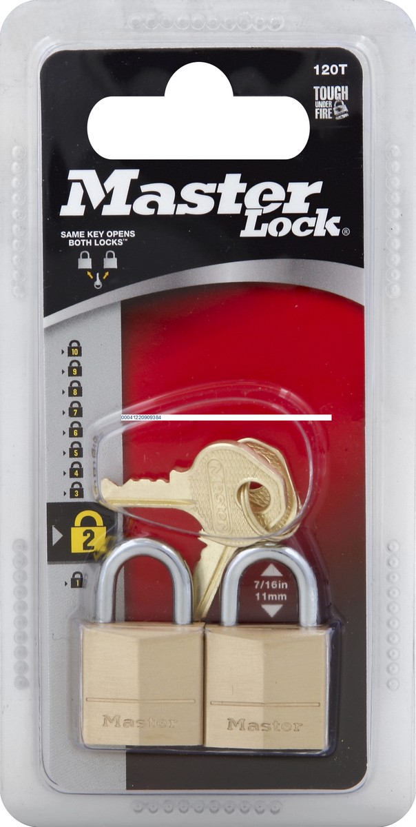 slide 2 of 2, Master Lock Brass Padlock 3/4In, 2 ct