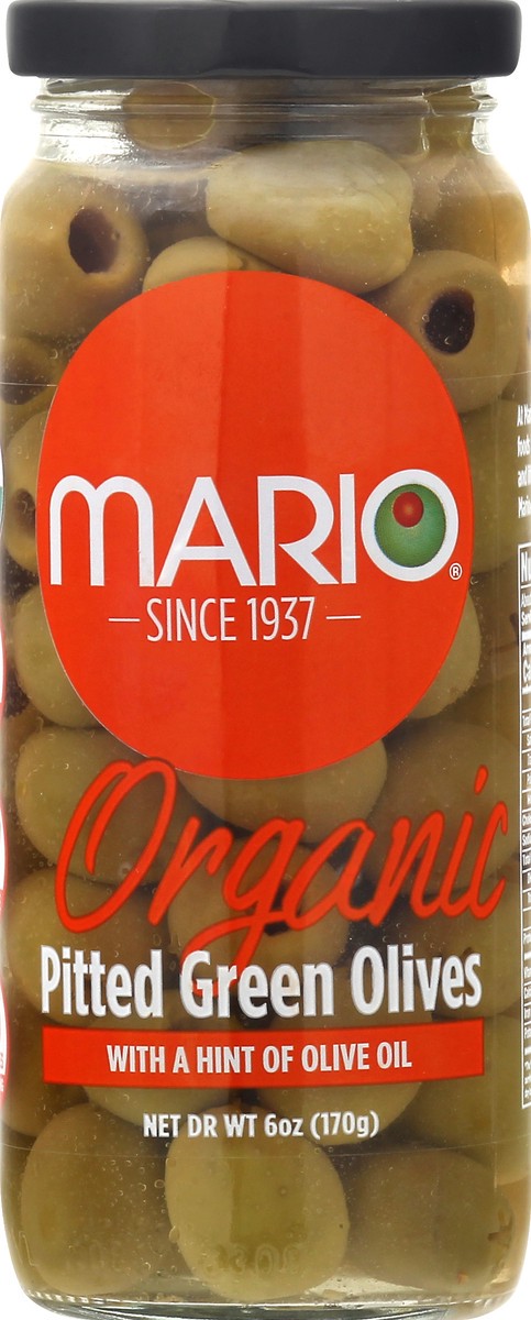 slide 9 of 12, Mario Organic Green Pitted Olives 6 oz, 6 oz