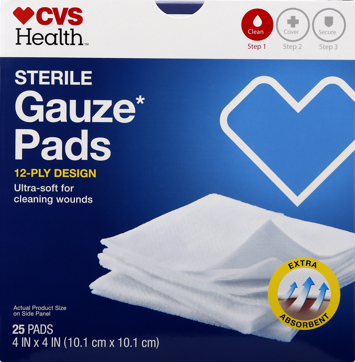 slide 1 of 11, CVS Health Gauze Pads Sterile 12-Ply Design, 25 ct