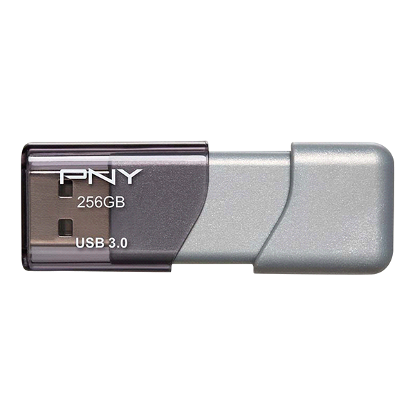 slide 1 of 1, PNY Elite Turbo Attache USB 3.0 Flash Drive - Silver, 256gb