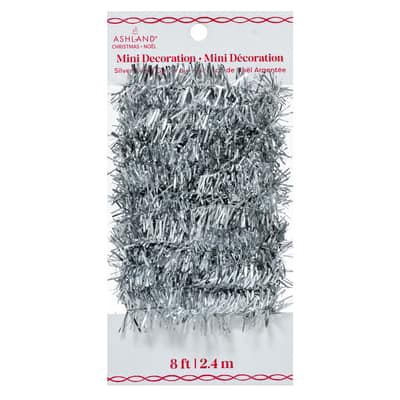 slide 1 of 2, 8ft. Mini Silver Tinsel Garland By Ashland, 8 ft