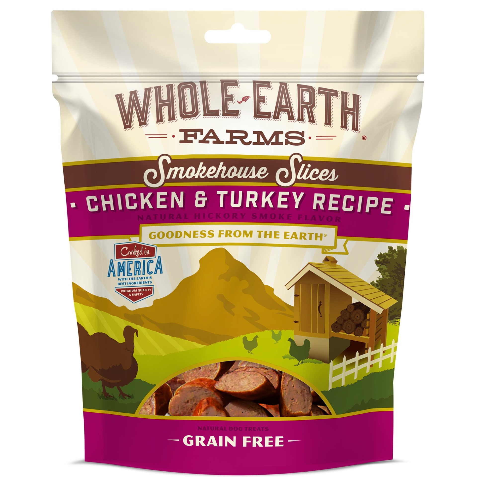 slide 1 of 1, Whole Earth Farms Grain Free Smokehouse Slices Chicken & Turkey Recipe Dog Treats, 5 oz