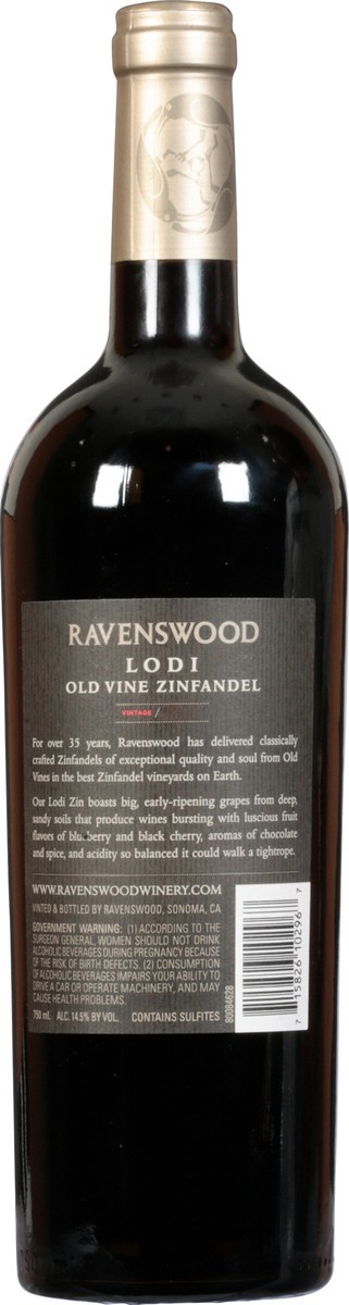 slide 5 of 9, Ravens Wood Old Vine Zinfandel 1 ml, 750 ml