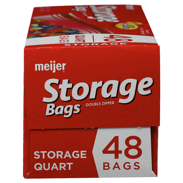 slide 16 of 17, Meijer Double Zipper Storage Bags, Quart, 48 ct