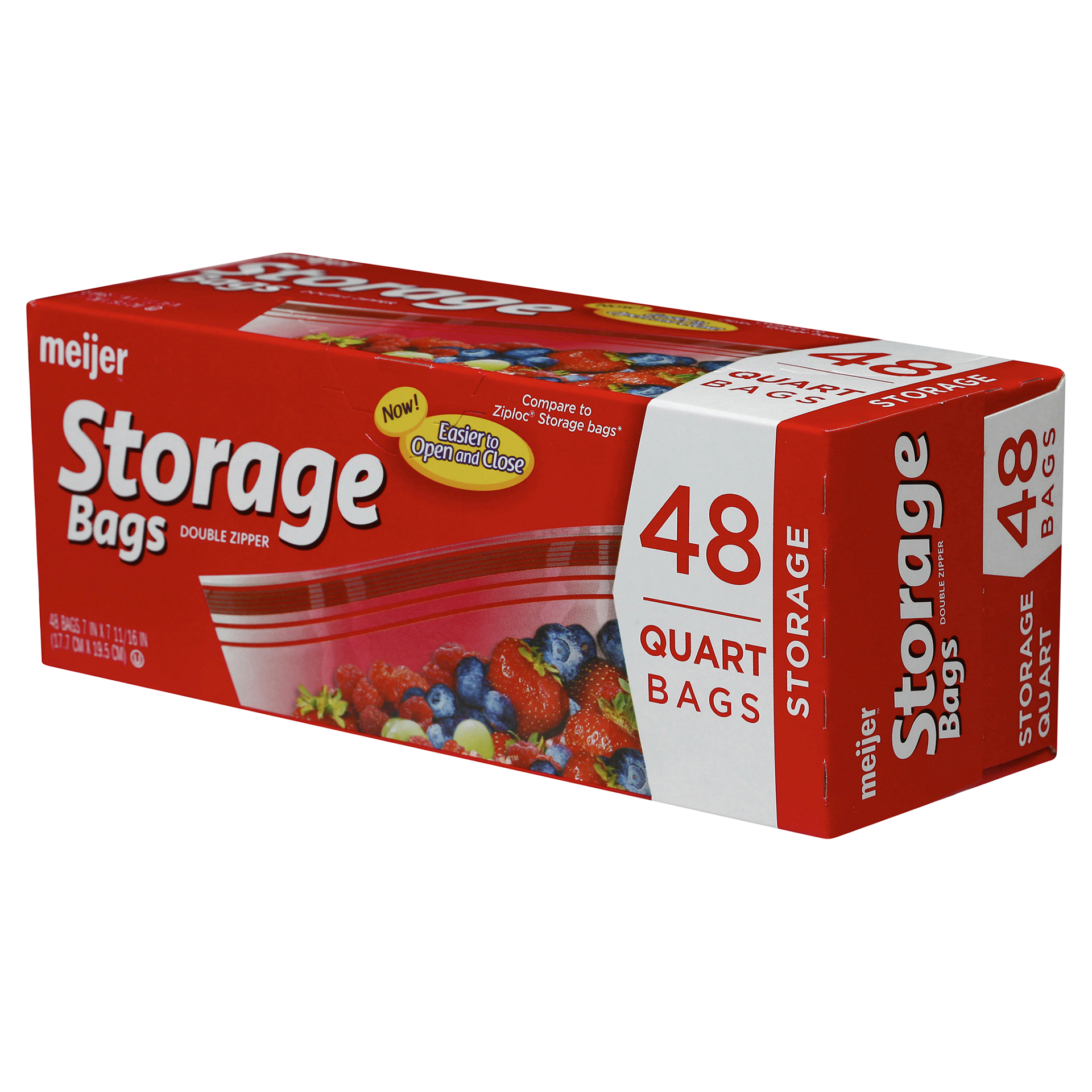 slide 9 of 17, Meijer Double Zipper Storage Bags, Quart, 48 ct