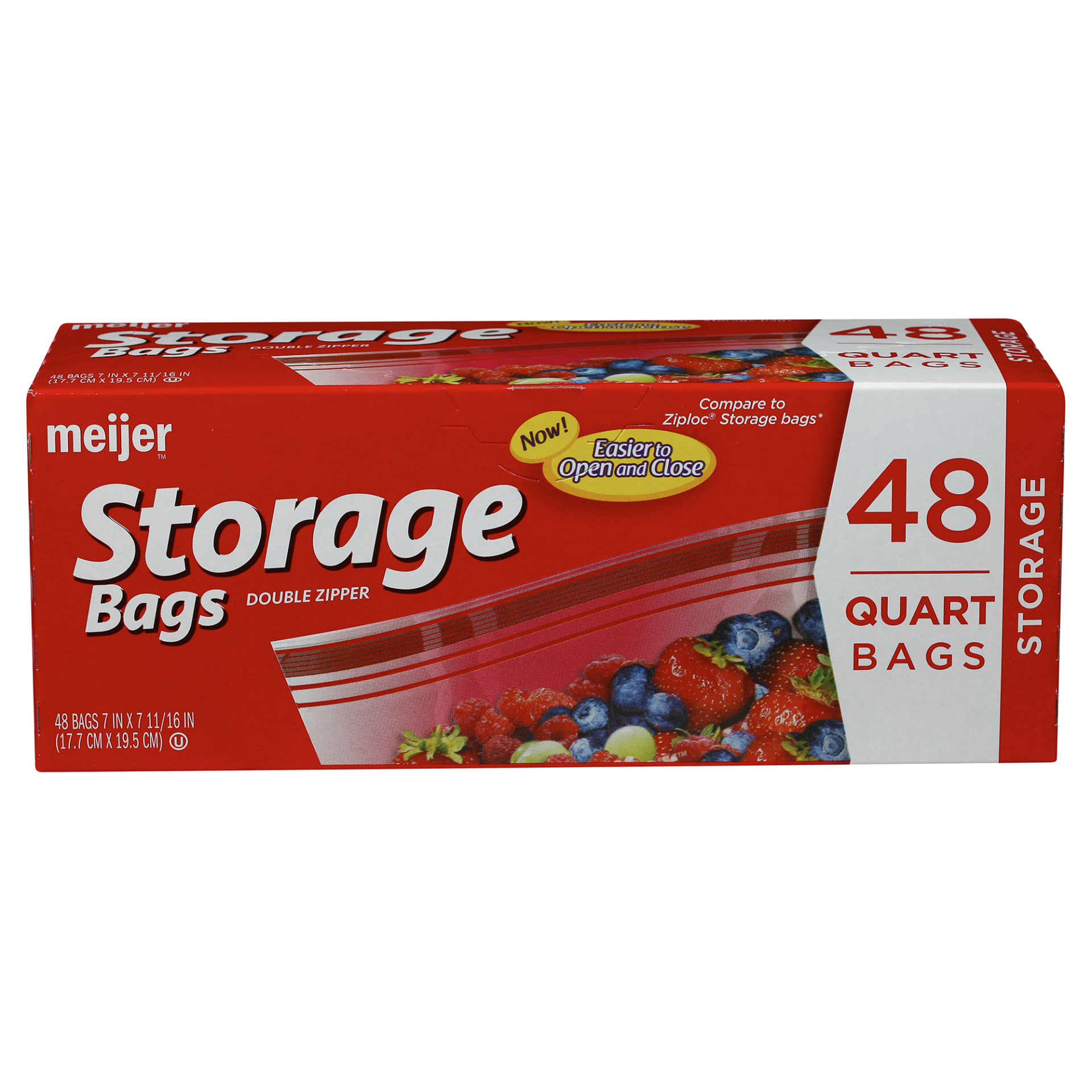 slide 1 of 17, Meijer Double Zipper Storage Bags, Quart, 48 ct