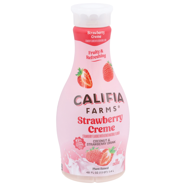slide 1 of 1, Califia Farms Strawberry Creme Coconut & Strawberry Drink, Plant Based - 48 fl oz, 48 fl oz