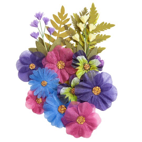 slide 1 of 3, Dark Fabric Pressed Flower Embellishments By Recollections, 1.25 in to 1.75 in