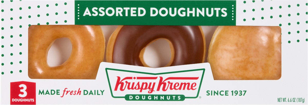 slide 1 of 7, Krispy Kreme 3-Count Classic Assorted Doughnuts, 3 ct