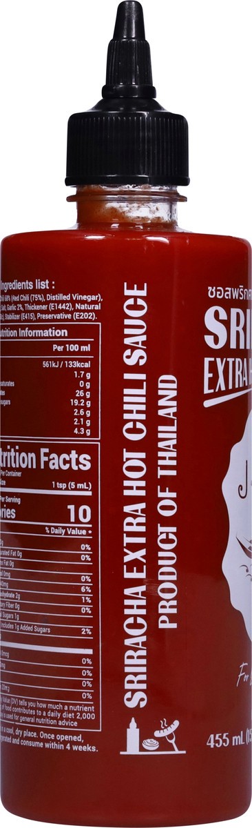 slide 4 of 13, J-Lek Extra Hot Sriracha Chili Sauce 15.38 fl oz, 15.38 fl oz