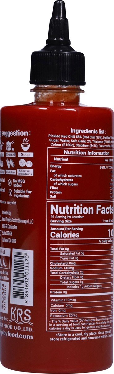 slide 11 of 13, J-Lek Extra Hot Sriracha Chili Sauce 15.38 fl oz, 15.38 fl oz