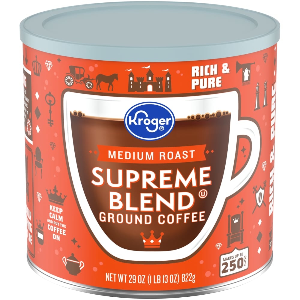slide 1 of 1, Kroger Supreme Blend Medium Roast Ground Coffee, 29 oz